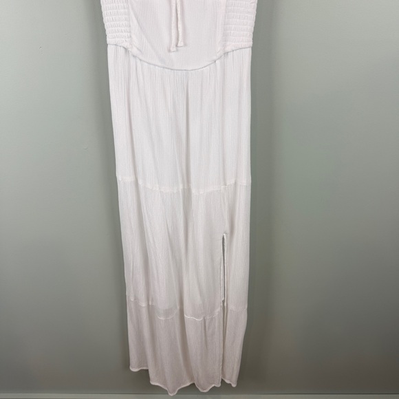 Hollister White Milkmaid Coquette Romantic Smock waist Maxi Dress with Slit XS - Picture 4 of 9